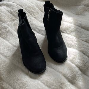 Black suede-like waterproof booties